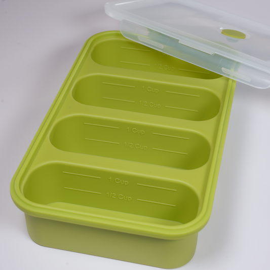RECIPIENTE 4 DIVISIONES CON TAPA | VERDE