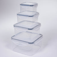 SET DE 4 CONTENEDORES CUADRADOS TRANSPARENTE