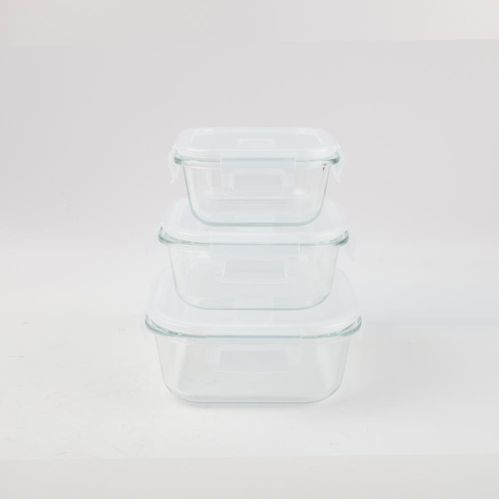Set x 3 Contenedores Cuadrados De Alimentos 320Ml+500Ml+800Ml