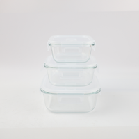 Set x 3 Contenedores Cuadrados De Alimentos 320Ml+500Ml+800Ml