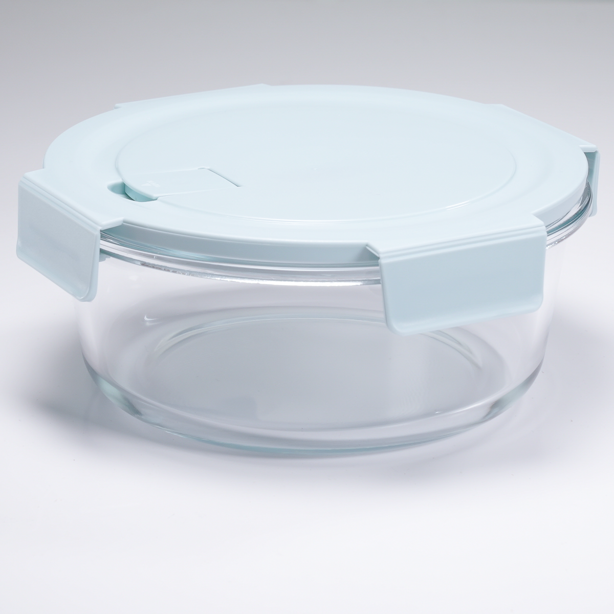 CONTENEDOR CIRCULAR DE VIDRIO | CELESTE