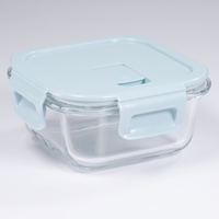 CONTENEDOR DE ALIMENTOS CUADRADO 320 ml |  CELESTE