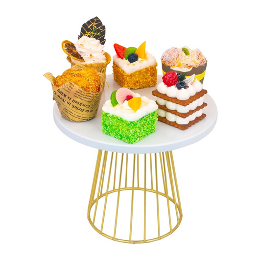 Soporte para Postres Blanco y Dorado