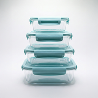 Set x 4 contenedores de alimentos 370ml /640ml /1520ml celeste
