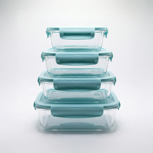 Set x 4 contenedores de alimentos 370ml /640ml /1520ml celeste